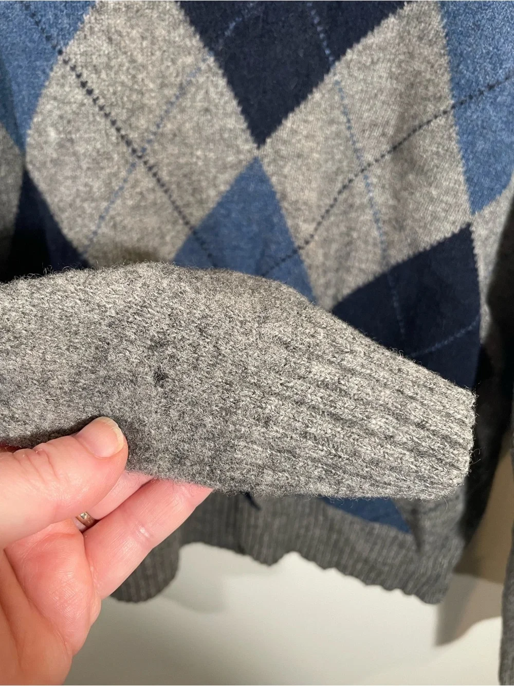 J Crew quarter-zip lambswool argyle sweater XL